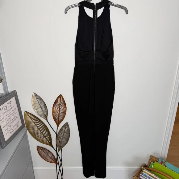 E1 Alice + Olivia Black Pleated Open Back Sleeveless Jumpsuit Size 0 - Picture 8 of 12